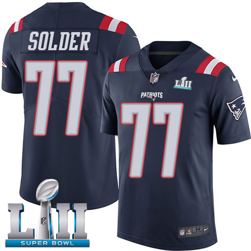 Nike Patriots #77 Nate Solder Navy Blue Super Bowl LII Men's Stitched NFL Limited Rush Jersey - Click Image to Close